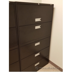 Staples Black 5 Drawer Lateral File Cabinet, Locking